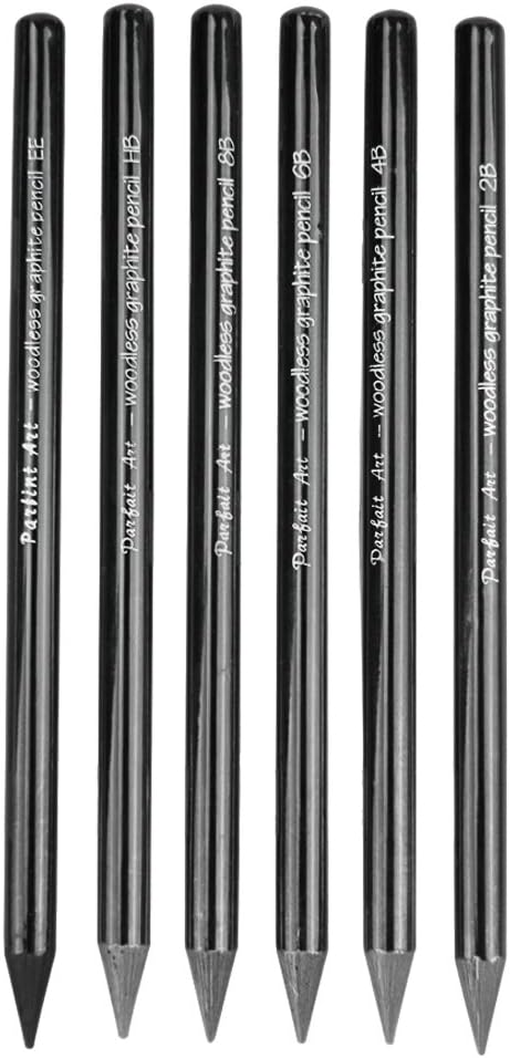 6 PCS Professional Woodless Charcoal Pencil Artist Sketching Drawing Pencil Graphite Sketch Pencils Charcoal Sticks Art Pencil Set for Drawing Shading Sketching 6 Grades of Graphite HB 2B 4B 6B 8B EE - Image 3