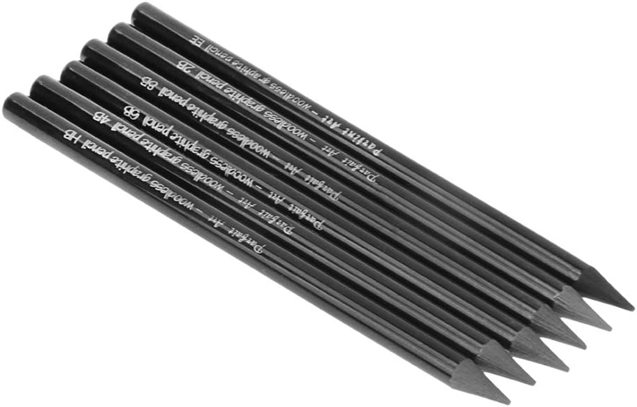 6 PCS Professional Woodless Charcoal Pencil Artist Sketching Drawing Pencil Graphite Sketch Pencils Charcoal Sticks Art Pencil Set for Drawing Shading Sketching 6 Grades of Graphite HB 2B 4B 6B 8B EE - Image 4